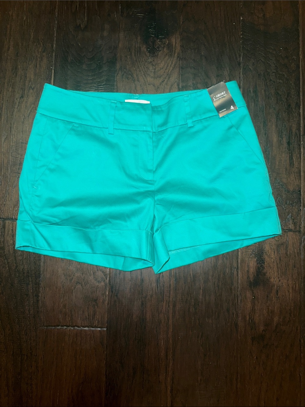 NWT New York & Company Women's Teal Stretch Chino Shorts 4